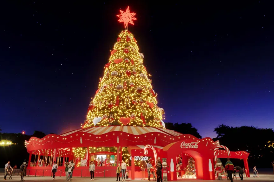 Imagem: Natal começa em SP: Coca-Cola inaugura Árvore oficial com grande show no Villa-Lobos. Publicada no portal A+.