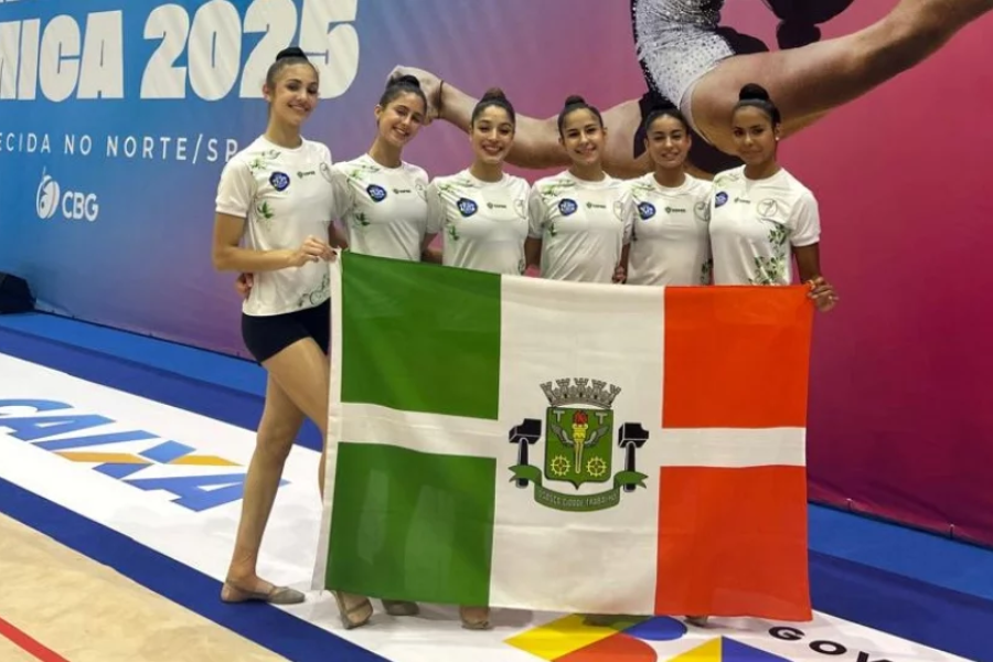 Imagem: Equipe de Osasco se destaca no Torneio Nacional de Ginástica Rítmica 2025. Publicada no portal A+.