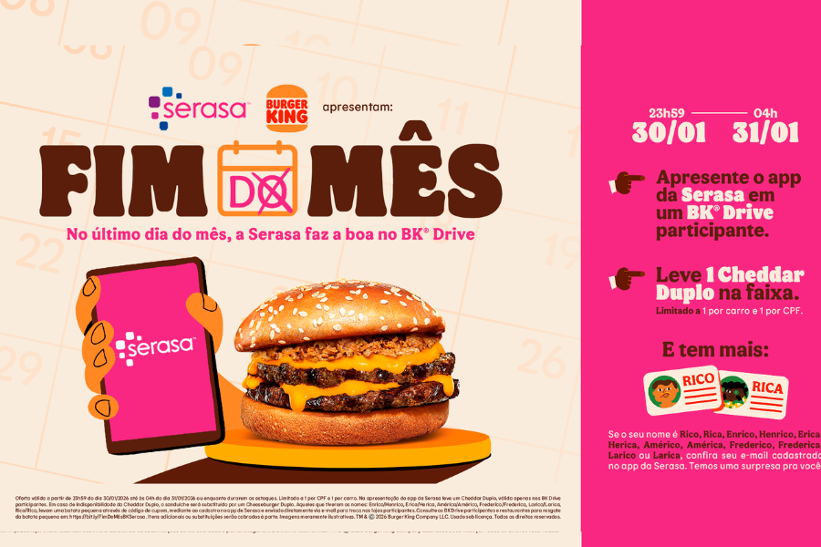 Imagem: Promoção nacional do Burger King e Serasa contempla drive-thrus do Alto Tietê. Publicada no portal A+.