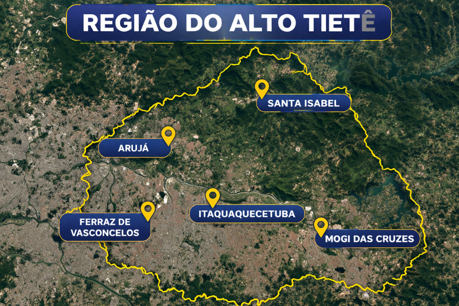 Imagem: IBGE atualiza mapas de 2025: Veja quais cidades do Alto Tietê tiveram limites e áreas revisados. Publicada no portal A+.