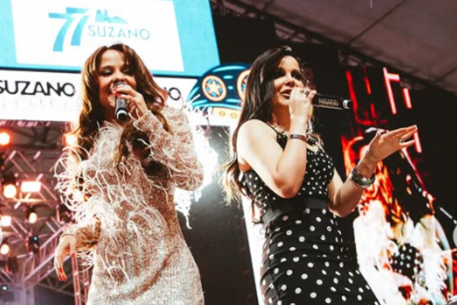 Imagem: Maiara & Maraisa e Léo Santana arrastam multidão no penúltimo dia do Suzano Music Festival. Publicada no portal A+.
