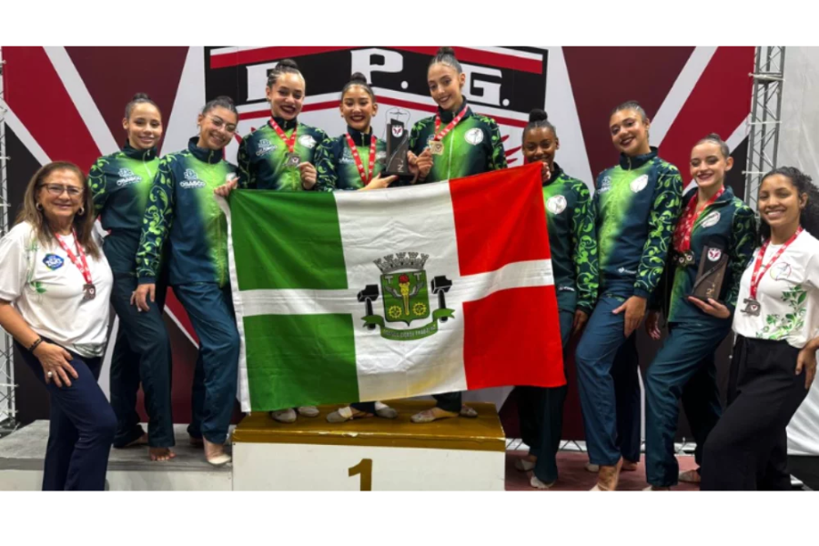 Imagem: Ginástica Rítmica de Osasco brilha em estadual e conquista pódios em todos os níveis. Publicada no portal A+.