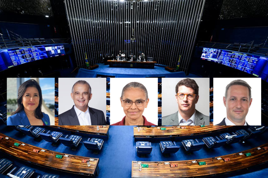 Imagem: Nova pesquisa para o Senado em SP mostra Tebet liderando e dividindo cenário com França, Marina, Derrite e Salles. Publicada no portal A+.