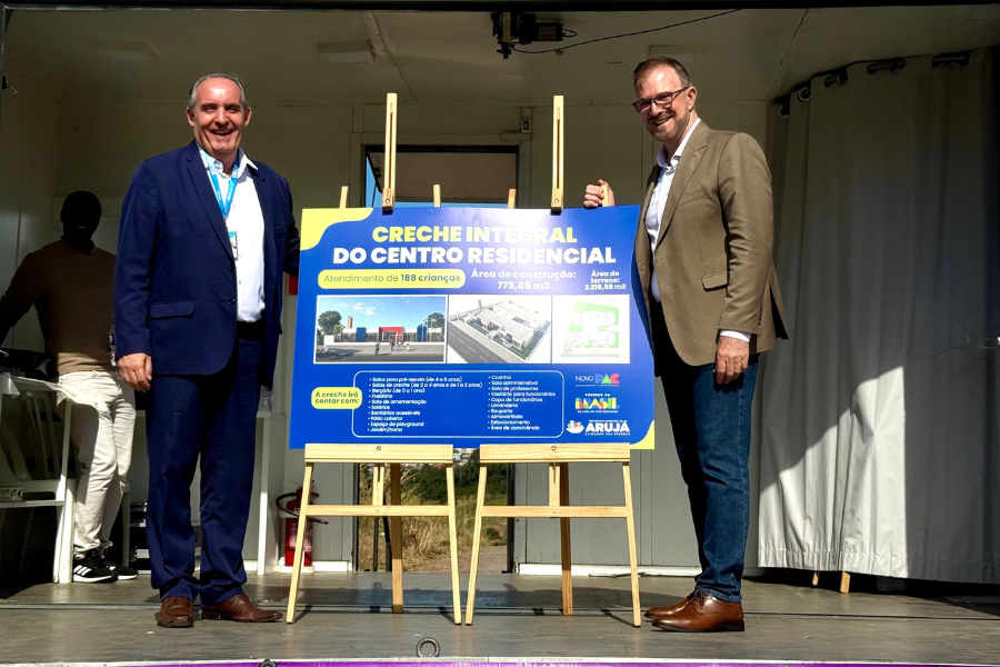 Imagem: Com investimento do Novo PAC e da Prefeitura, Arujá inicia obras de R$ 3,4 milhões em creche no Centro Residencial. Publicada no portal A+.